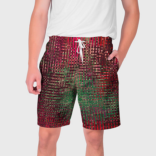 Мужские шорты Текстурный тёмный красно-зелёный / 3D-принт – фото 1