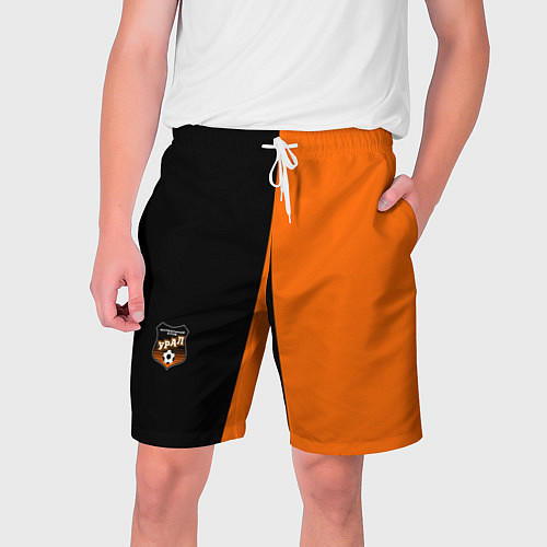 Мужские шорты ФК Урал - черно оранжевые / 3D-принт – фото 1