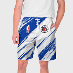 Шорты на шнурке мужские Клипперс - синяя краска, цвет: 3D-принт