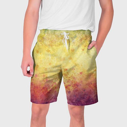 Мужские шорты Абстракция - layers of green, yellow and red / 3D-принт – фото 1