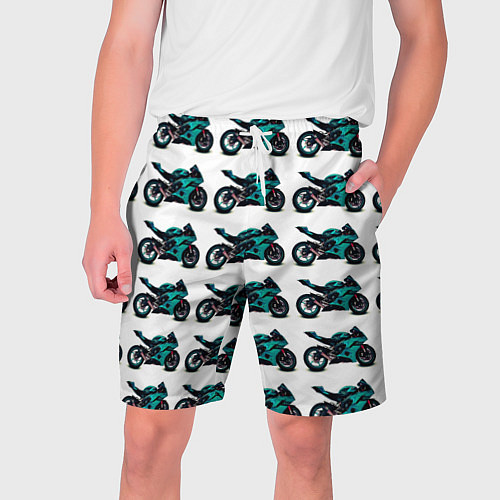 Мужские шорты Motorbike light blue / 3D-принт – фото 1