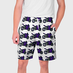 Шорты на шнурке мужские Motorcycle purple gloss, цвет: 3D-принт
