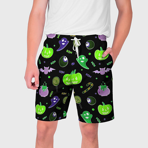 Мужские шорты Halloween black pumpkin pattern / 3D-принт – фото 1