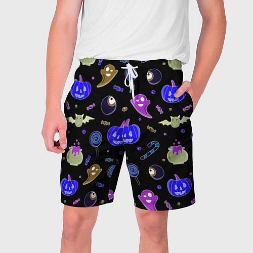 Мужские шорты Halloween blue black pumpkin / 3D-принт – фото 1