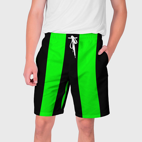 Мужские шорты Color green black line / 3D-принт – фото 1