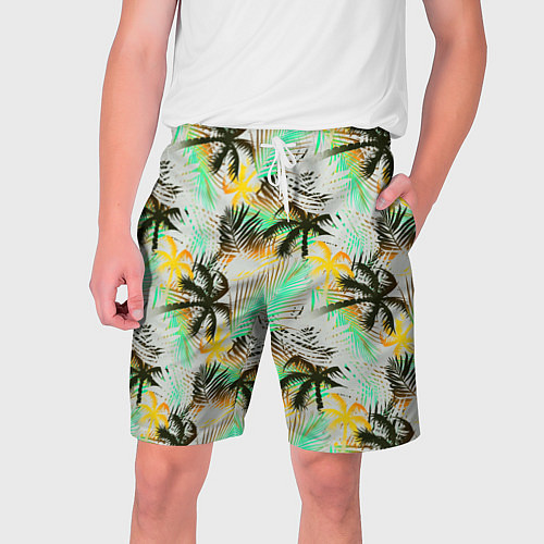Мужские шорты Palm black yellow white / 3D-принт – фото 1