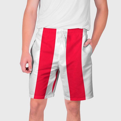 Мужские шорты Color red white line / 3D-принт – фото 1
