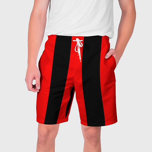 Мужские шорты Color black red lines / 3D-принт – фото 1