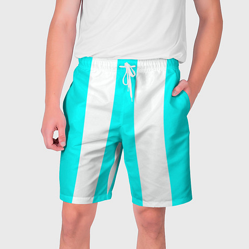 Мужские шорты Color light blue white lines / 3D-принт – фото 1