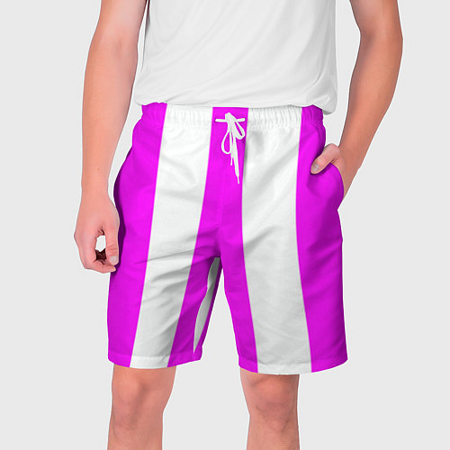 Мужские шорты Color white pink lines / 3D-принт – фото 1