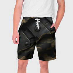 Мужские шорты Порванная камуфляжная ткань с металлом