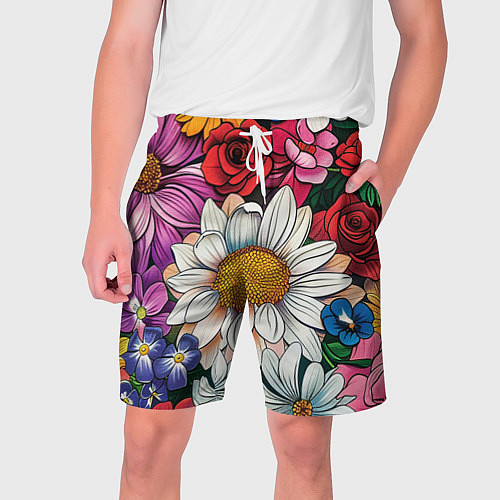 Мужские шорты Крупные цветы / 3D-принт – фото 1