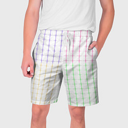 Шорты на шнурке мужские Color white multicolored stripes, цвет: 3D-принт