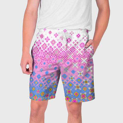 Мужские шорты Розово-голубой узор / 3D-принт – фото 1