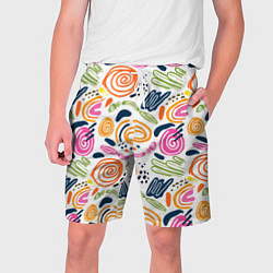 Шорты на шнурке мужские Яркие спирали, цвет: 3D-принт
