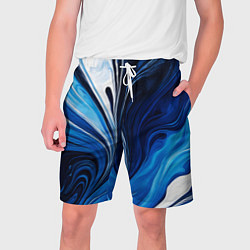 Шорты на шнурке мужские Бело синяя абстракция, цвет: 3D-принт