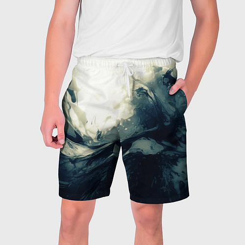 Мужские шорты Чёрно-синие абстрактные краски / 3D-принт – фото 1