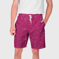 Шорты на шнурке мужские Color pink brown squares, цвет: 3D-принт