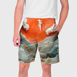 Шорты на шнурке мужские Японский пейзаж абстракция, цвет: 3D-принт