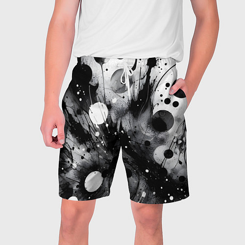 Мужские шорты Абстрактная чёрно-белая композиция / 3D-принт – фото 1