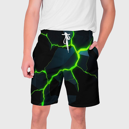 Мужские шорты Glow green neon / 3D-принт – фото 1