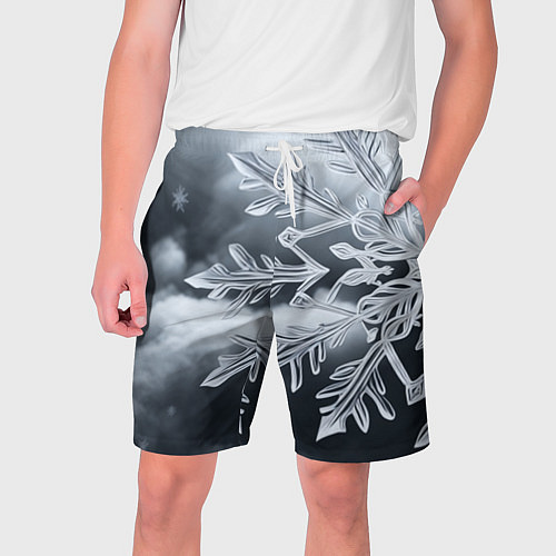 Мужские шорты Снежинка на черно белое / 3D-принт – фото 1