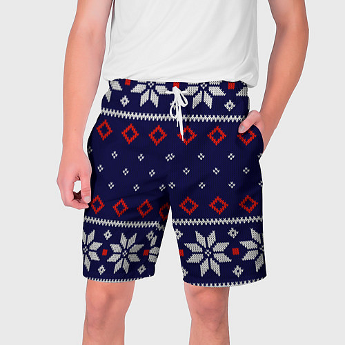 Мужские шорты Вязаный новогодний узор / 3D-принт – фото 1