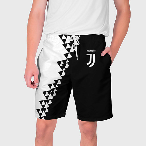 Мужские шорты Juventus черно белая геометрия текстура / 3D-принт – фото 1
