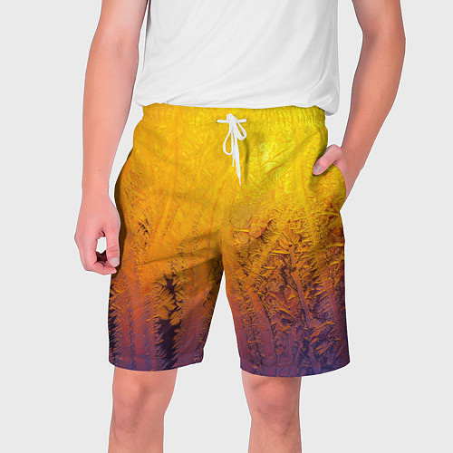 Мужские шорты Узоры золотистого инея / 3D-принт – фото 1