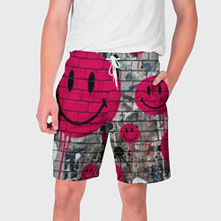 Шорты на шнурке мужские Розовые смайлы граффити, цвет: 3D-принт