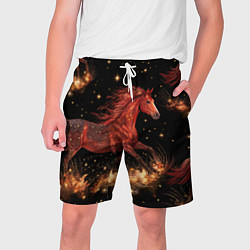 Шорты на шнурке мужские Огненные лошади - паттерн, цвет: 3D-принт