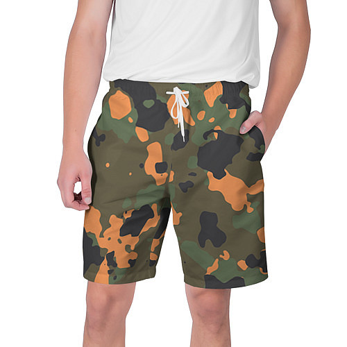 Мужские шорты Камуфляж: хаки/оранжевый / 3D-принт – фото 1