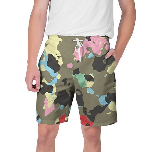 Мужские шорты Камуфляж: микс цветов / 3D-принт – фото 1