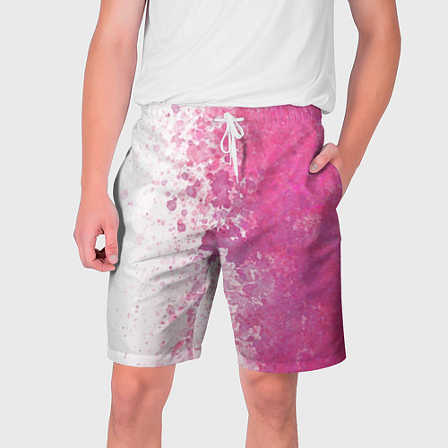 Мужские шорты Белый и розовый / 3D-принт – фото 1