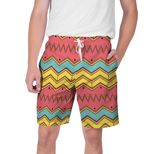 Мужские шорты Цветные зигзаги / 3D-принт – фото 1