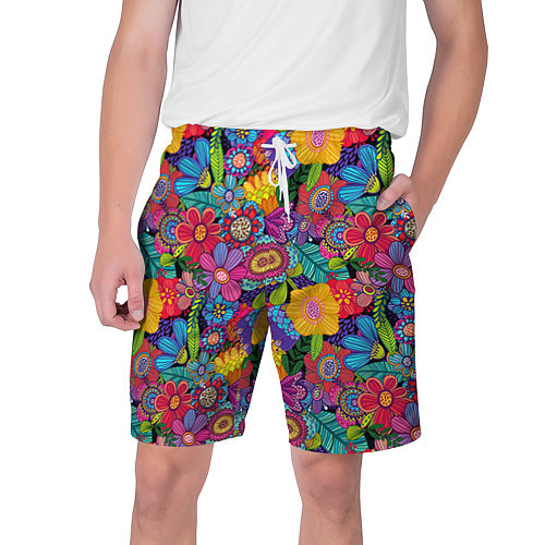 Мужские шорты Яркие цветы / 3D-принт – фото 1