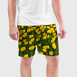 Шорты спортивные мужские Жёлтые тюльпаны, цвет: 3D-принт — фото 2