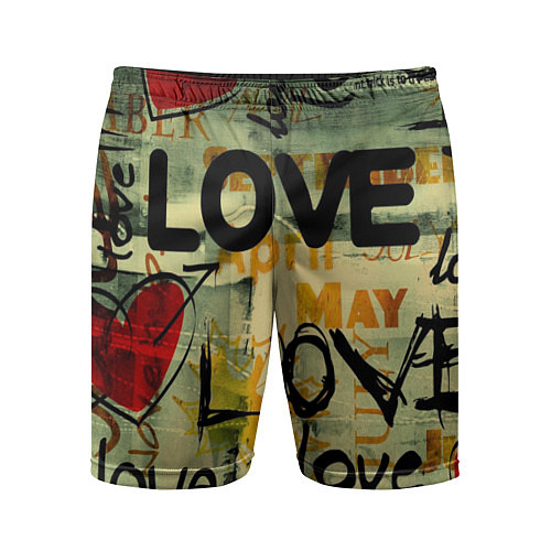 Мужские спортивные шорты Love letter / 3D-принт – фото 1