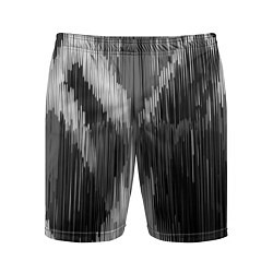Шорты спортивные мужские Черно-белая штриховка, цвет: 3D-принт
