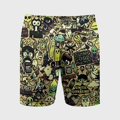 Мужские спортивные шорты Стикер бомбинг / 3D-принт – фото 1