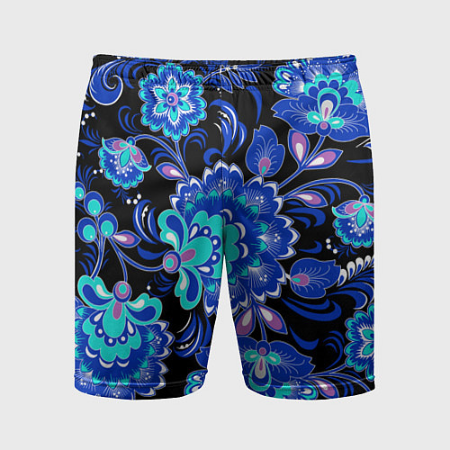 Мужские спортивные шорты Синяя хохлома / 3D-принт – фото 1