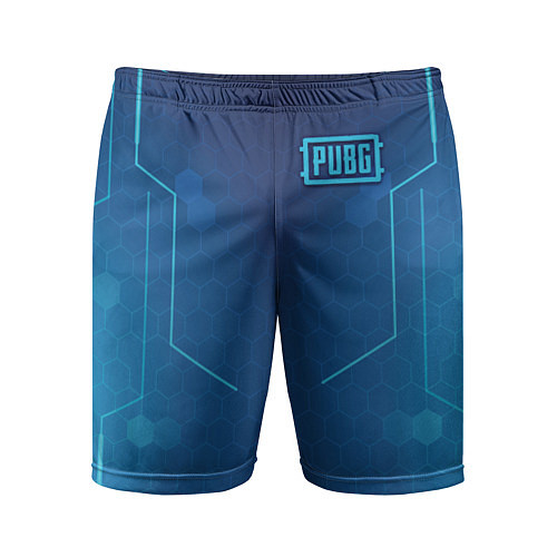 Мужские спортивные шорты PUBG: Blue Hexagons / 3D-принт – фото 1