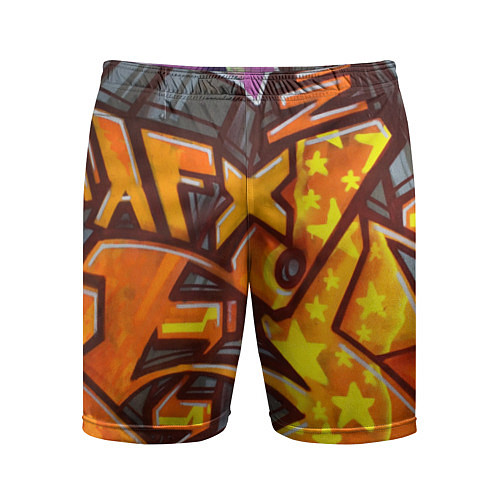 Мужские спортивные шорты Orange Graffiti / 3D-принт – фото 1