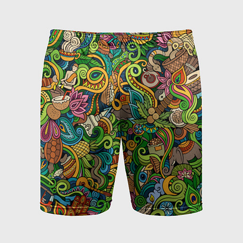 Мужские спортивные шорты Тибетский коллаж / 3D-принт – фото 1
