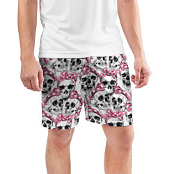 Шорты спортивные мужские Черепа в розовых платках, цвет: 3D-принт — фото 2