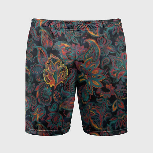 Мужские спортивные шорты Узор пейсли на черном / 3D-принт – фото 1