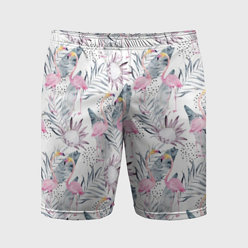 Мужские спортивные шорты Тропические фламинго / 3D-принт – фото 1