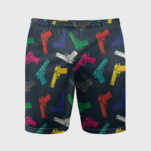 Мужские спортивные шорты Разноцветные пистолеты / 3D-принт – фото 1