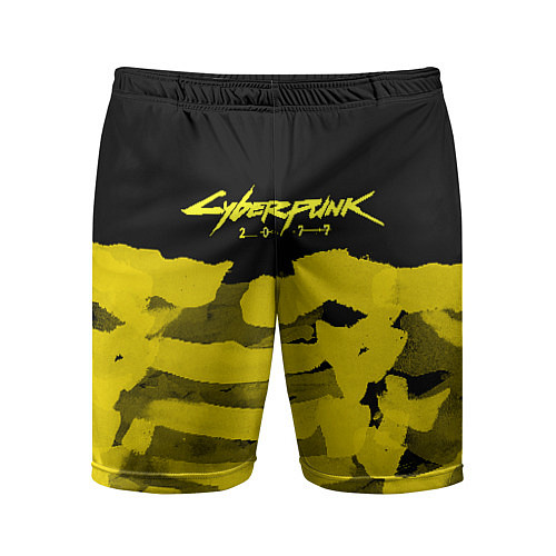 Мужские спортивные шорты Cyberpunk 2077: Black & Yellow / 3D-принт – фото 1