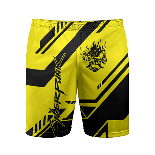Мужские спортивные шорты Cyberpunk 2077: Yellow Samurai / 3D-принт – фото 1
